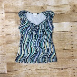 Wavy striped Loft cap sleeve blouse